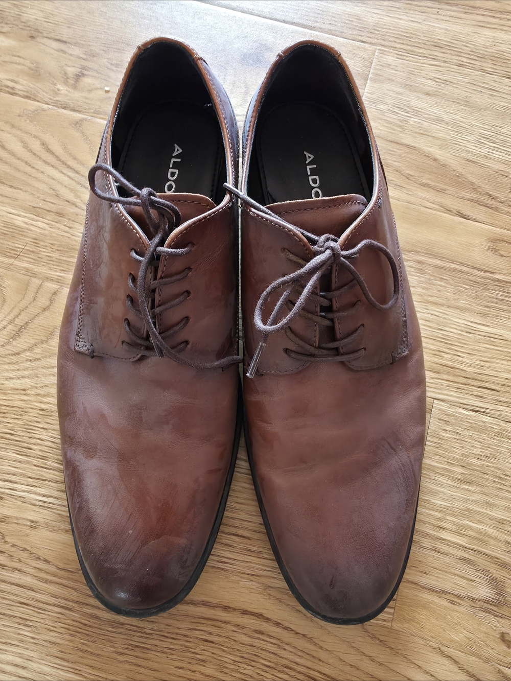 Aldo Men's Chestnut Brown Leather Derby Oxfords